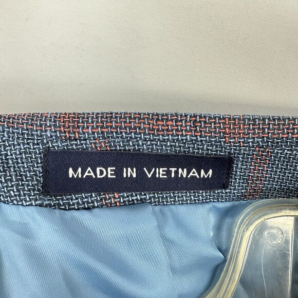 Paul Fredrick Linen Blazer Sport Coat Mens Size 43R Blue Plaid Jacket - Picture 14 of 16